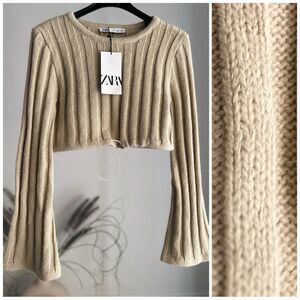 Zara Cropped Ribbed Sweater Small New
